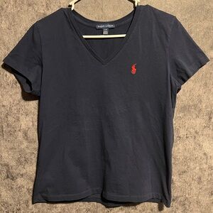 Ralph Lauren Polo Women's Dark Blue V-Neck Tee